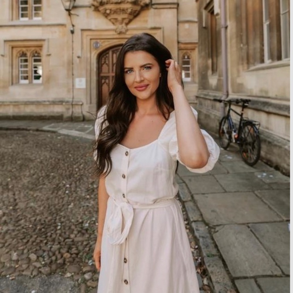 Calf-length dress crêped cotton fabric, mid-calf